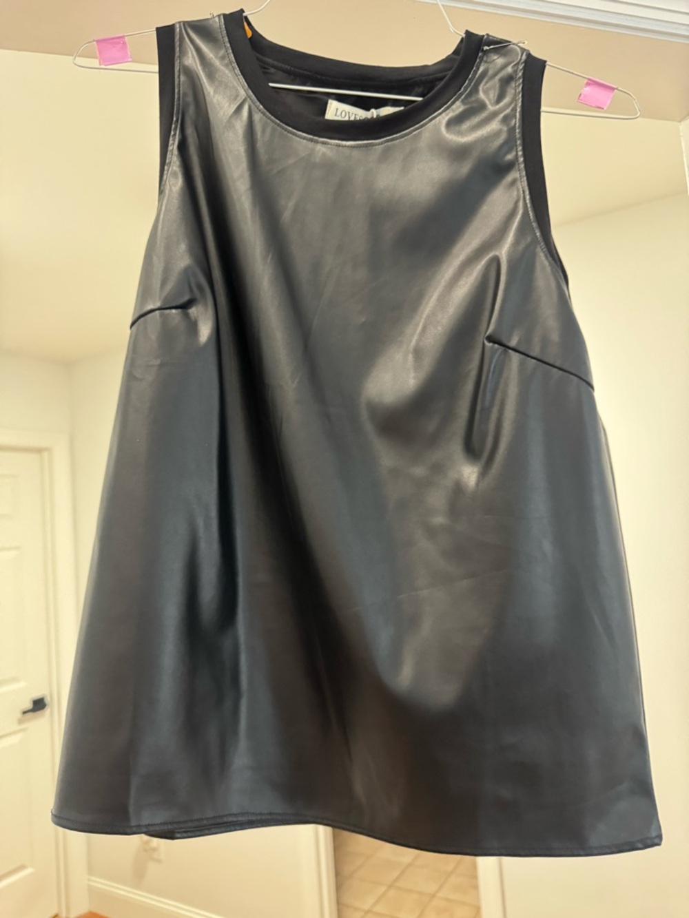 Black Faux-Leather Sleeveless Tank